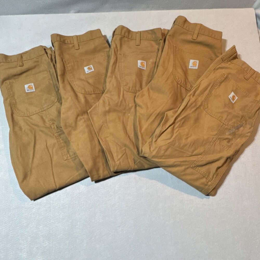 Lot of 5 Carhartt B83-51 Men's 32x32 Brown Cotton/Poly Dungaree Fit Work Pants